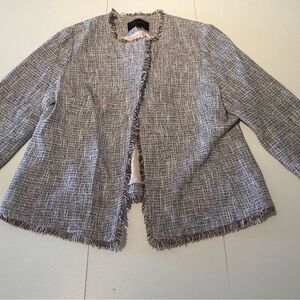 Banana Republic Gray Tweed Frayed Blazer